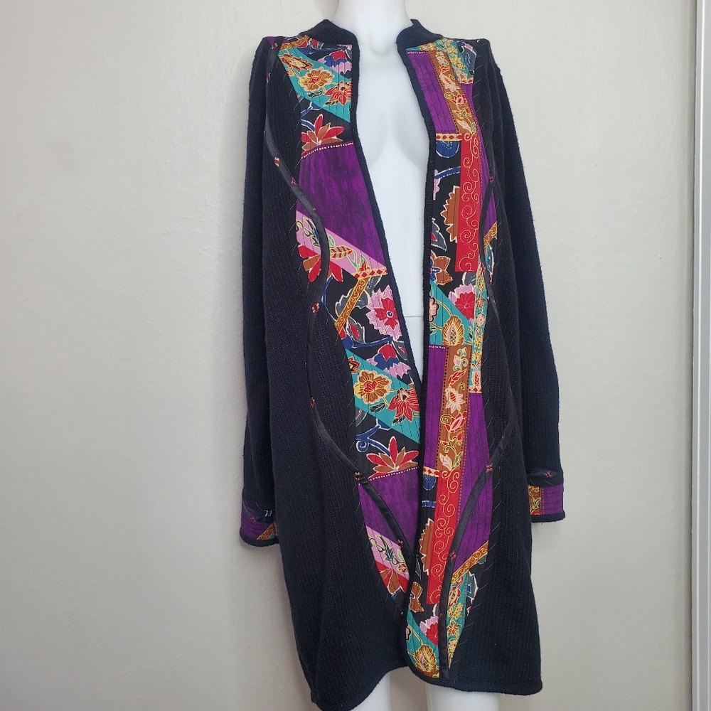 Vintage Koos Van Den Akker Sweater Quilt Patchwork Silk Wool Blend Large